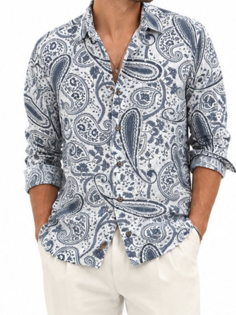 Tommy Bahama Blue Paisley Button Down Shirt SMALL